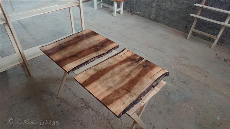 میز جفت کنار یا روبروی مبلمان از چوب گردو با لبه طبیعی